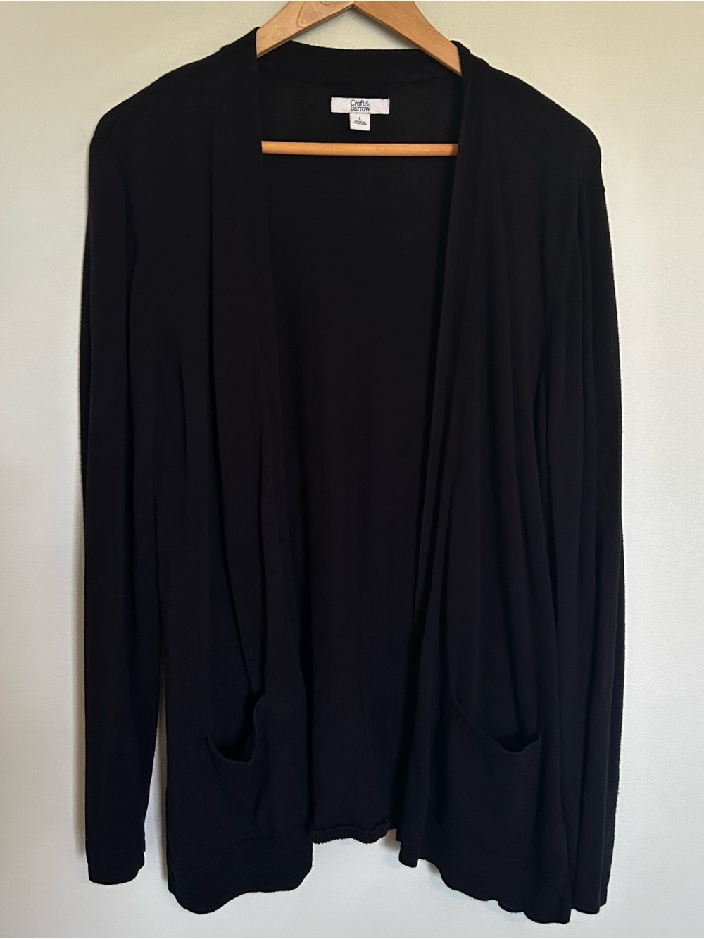 Women’s Croft & Barrow Open Black Cardigan with Pockets Size Large